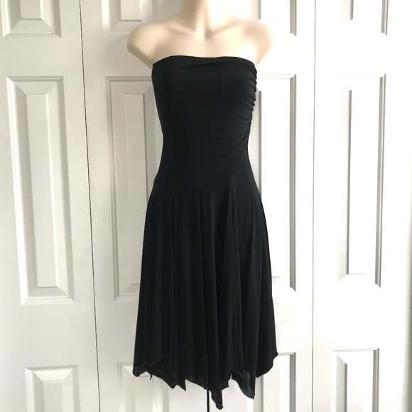 BEBE Strapless Stretchy Black Dress - Sz S - Picture 3 of 11